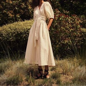THREE GRACES LONDON Fiona Dress Ivory Linen